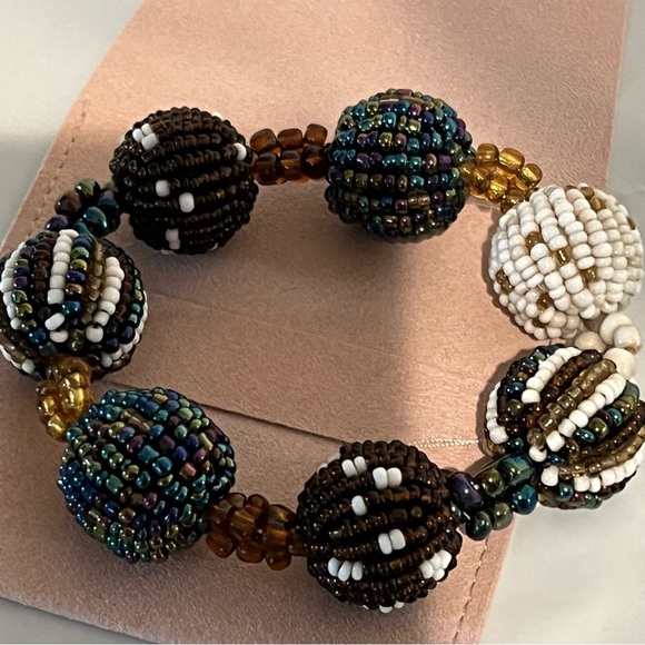 Seed Bead Ball Stretch Fall Color Bracelet Colorful Boho Bohemian - Picture 6 of 10